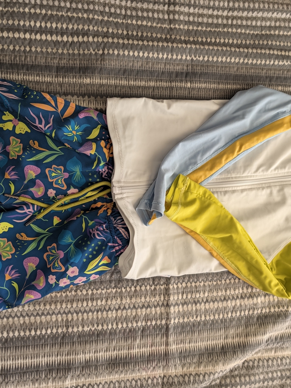 SwimZip boys 4T Navy Floral Swim Shorts with Yellow Drawstring